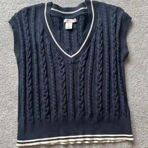 Navy Cable Knit Sleeveless Sweater